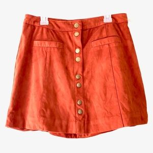NEW Garage Faux Suede Mini Skirt in Burnt Orange